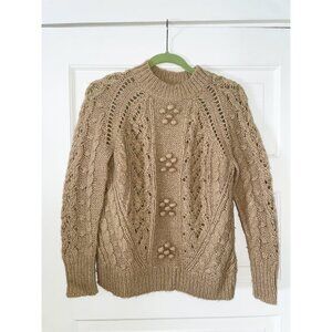 SOLD J Crew Cable Knit Pointelle Sweater | Popcorn Flowers | S - XXS